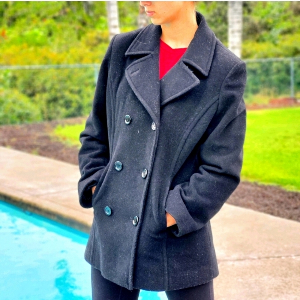 Bromley collection Classic Wool Peacoat Sz M, blk